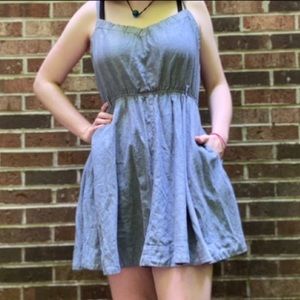 Kimchi Blue Fit and Flare Elastic Strap Sleeveless Dress with Pockets